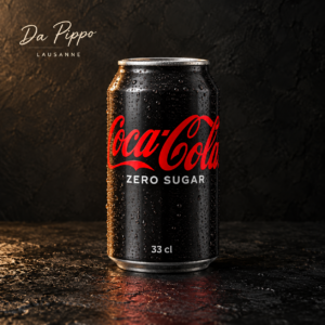 Coca-Cola Zero 33 cl sur fond sombre Da Pippo Lausanne
